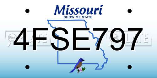 4FSE797 Missouri License Plate