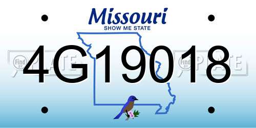 4G19018 Missouri License Plate
