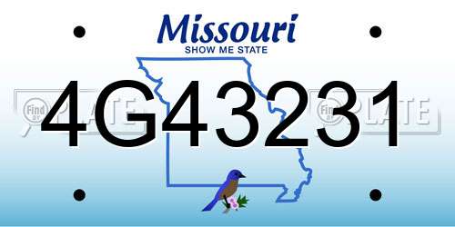 4G43231 Missouri License Plate