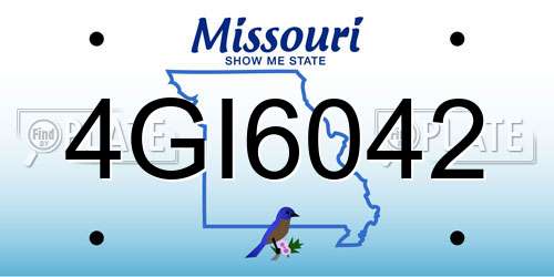 4GI6042 Missouri License Plate