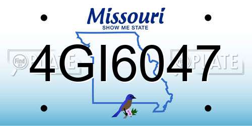 4GI6047 Missouri License Plate