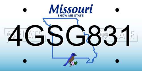 4GSG831 Missouri License Plate