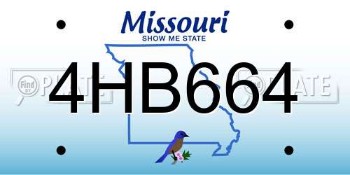4HB664 Missouri License Plate
