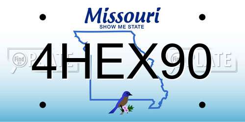4HEX90 Missouri License Plate