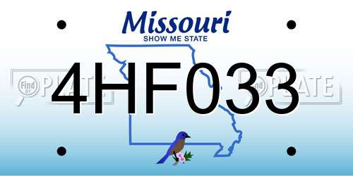 4HF033 Missouri License Plate