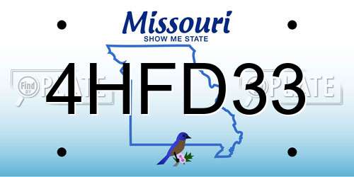 4HFD33 Missouri License Plate