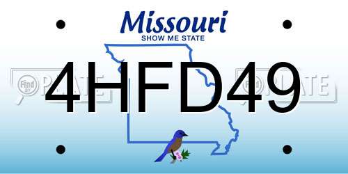4HFD49 Missouri License Plate