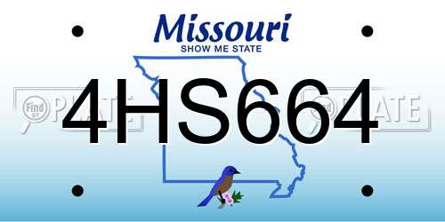 4HS664 Missouri License Plate