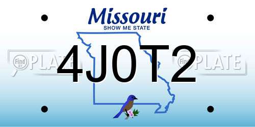 4J0T2 Missouri License Plate