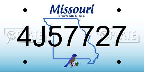 4J57727 Missouri License Plate