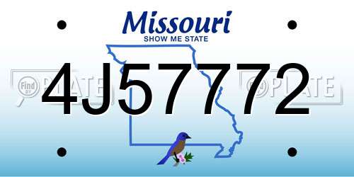 4J57772 Missouri License Plate