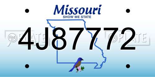 4J87772 Missouri License Plate