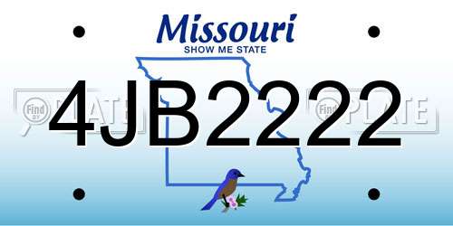 4JB2222 Missouri License Plate