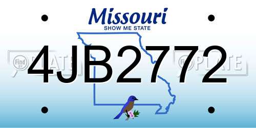 4JB2772 Missouri License Plate