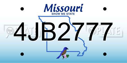 4JB2777 Missouri License Plate