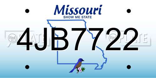 4JB7722 Missouri License Plate