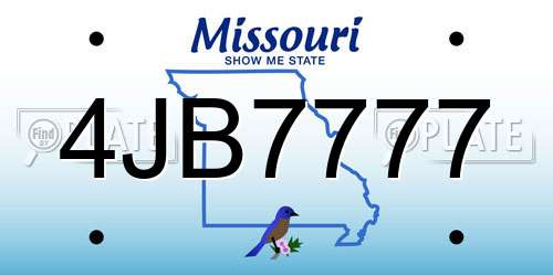 4JB7777 Missouri License Plate