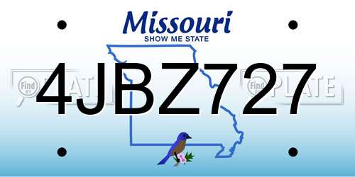 4JBZ727 Missouri License Plate