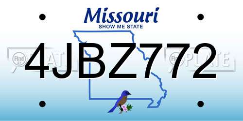 4JBZ772 Missouri License Plate