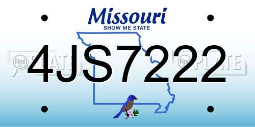 4JS7222 Missouri License Plate
