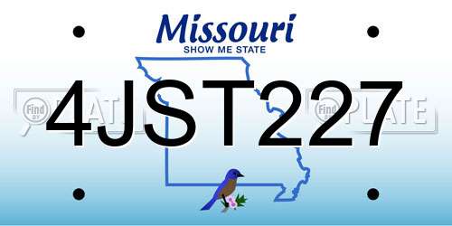 4JST227 Missouri License Plate