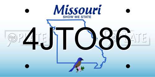 4JTO86 Missouri License Plate