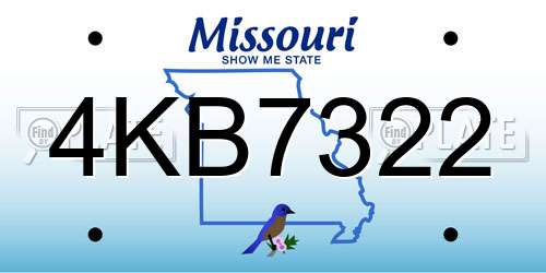 4KB7322 Missouri License Plate