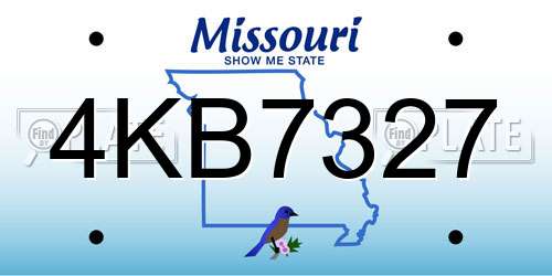 4KB7327 Missouri License Plate
