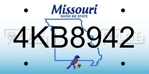 4KB8942 Missouri License Plate