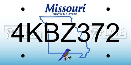 4KBZ372 Missouri License Plate