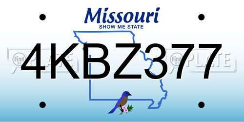 4KBZ377 Missouri License Plate