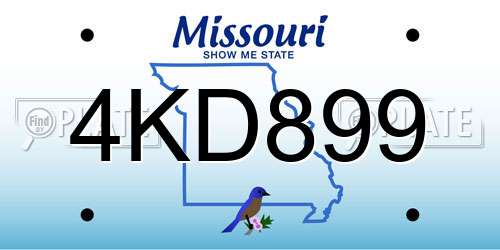 4KD899 Missouri License Plate