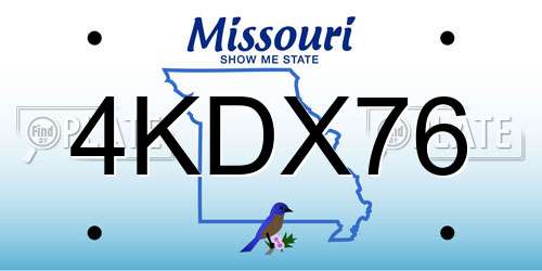 4KDX76 Missouri License Plate