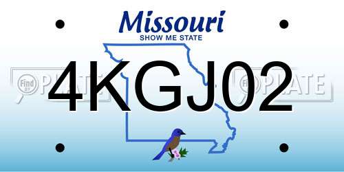 4KGJ02 Missouri License Plate