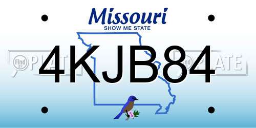 4KJB84 Missouri License Plate