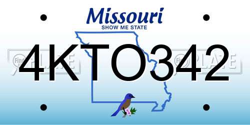 4KTO342 Missouri License Plate
