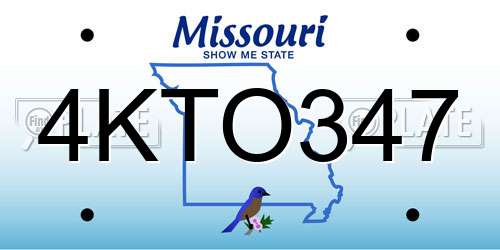 4KTO347 Missouri License Plate