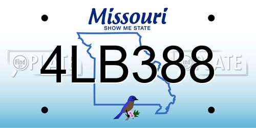 4LB388 Missouri License Plate