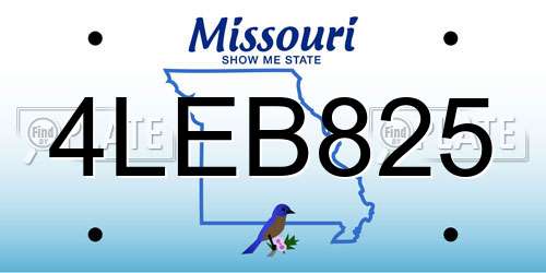 4LEB825 Missouri License Plate