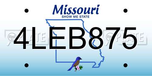 4LEB875 Missouri License Plate