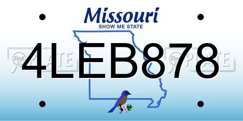4LEB878 Missouri License Plate