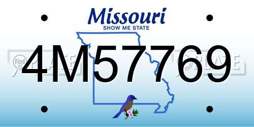 4M57769 Missouri License Plate