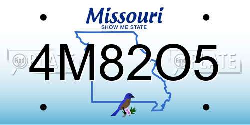 4M82O5 Missouri License Plate