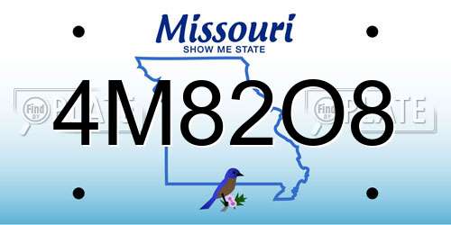4M82O8 Missouri License Plate