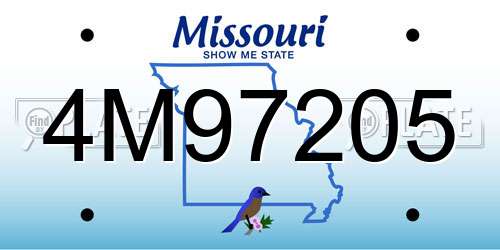 4M97205 Missouri License Plate