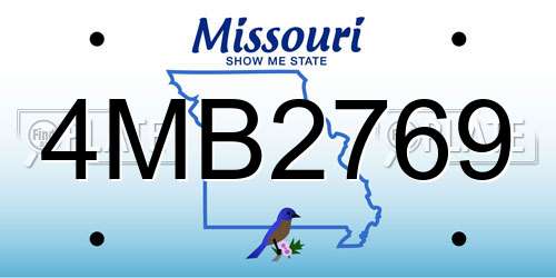 4MB2769 Missouri License Plate