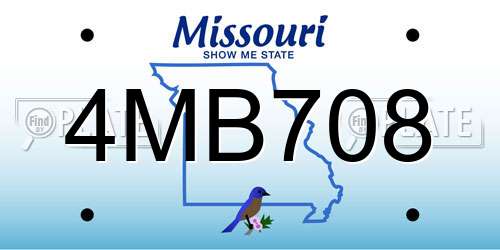 4MB708 Missouri License Plate