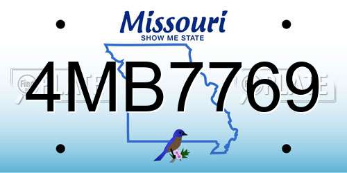 4MB7769 Missouri License Plate