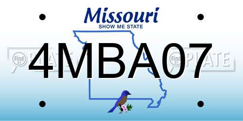 4MBA07 Missouri License Plate