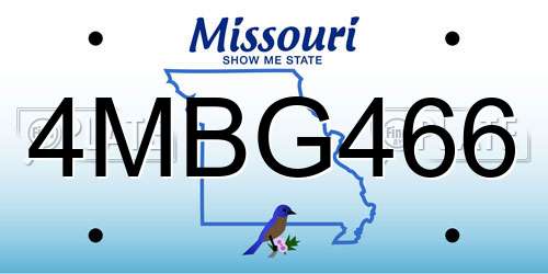 4MBG466 Missouri License Plate